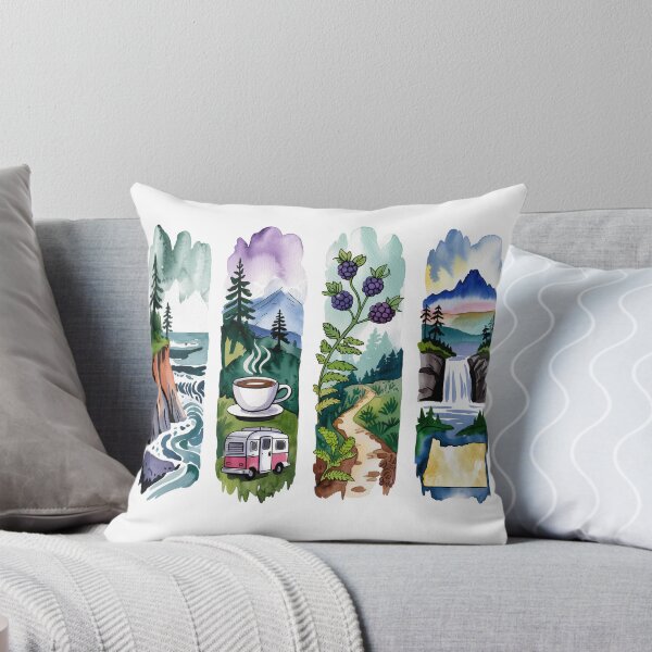 Item preview, Oregon Pacific Watercolor – Waterfalls, Coast & Marionberries designed and sold by Marie Gems.