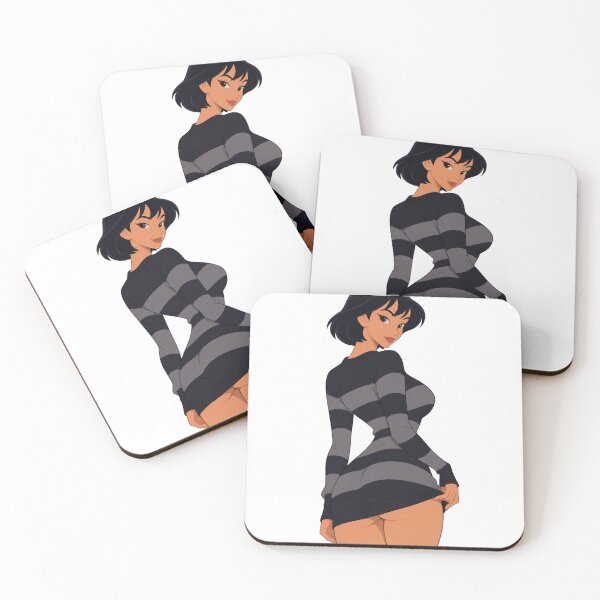 Item preview, Goth E-Girl Striped Sweater Brunette - Retro 90s Cartoon Style designed and sold by  Hollow Moon Studios..