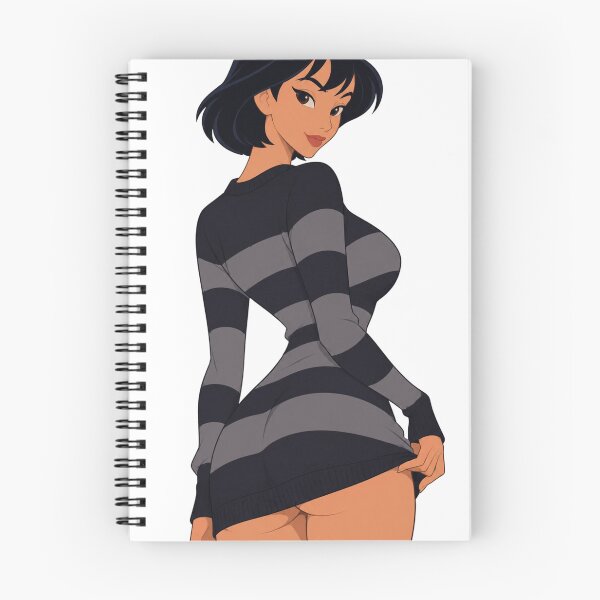 Item preview, Goth E-Girl Striped Sweater Brunette - Retro 90s Cartoon Style designed and sold by  Hollow Moon Studios..