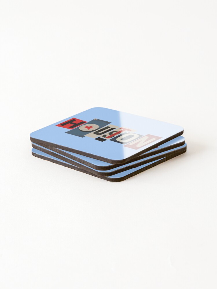Thumbnail 4 of 5, Coasters (Set of 4), Houston Typography Ransom Collage designed and sold by ThreadRiotTees.