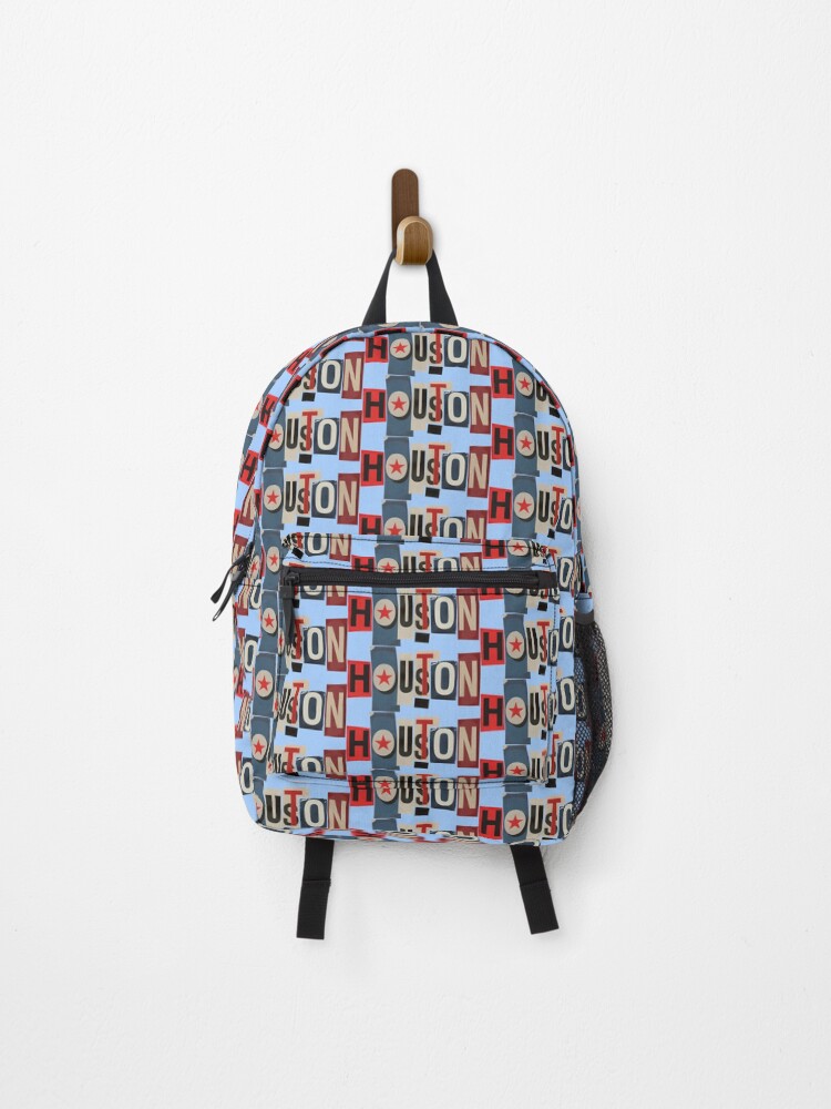 Thumbnail 1 of 3, Backpack, Houston Typography Ransom Collage designed and sold by ThreadRiotTees.
