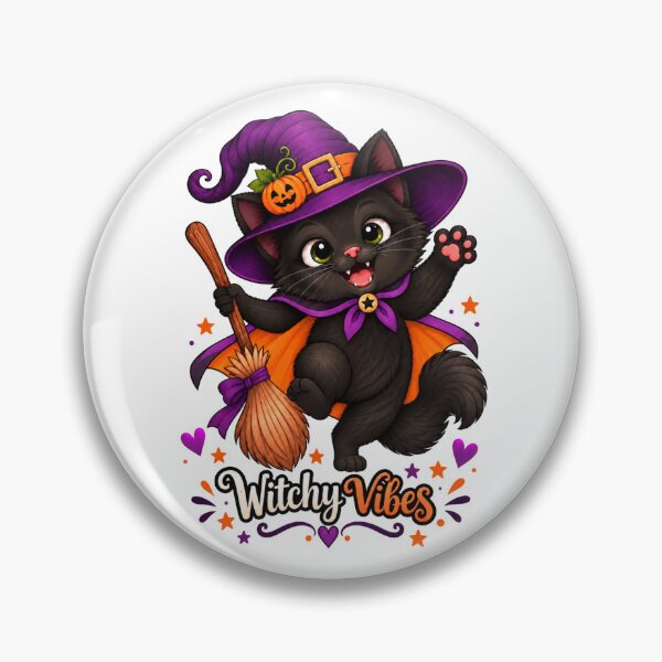 Item preview, Witchy Vibes – Cute Black Cat Halloween Witch designed and sold by LittleGinnyArt.