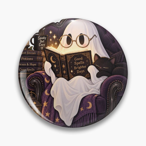 Item preview, Cute Reading Ghost Aesthetic Halloween Spooky Bookish Sticker designed and sold by SlapHappyArt.