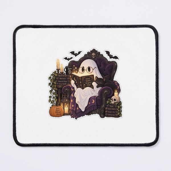 Item preview, Cute Reading Ghost Aesthetic Halloween Spooky Bookish Sticker designed and sold by SlapHappyArt.