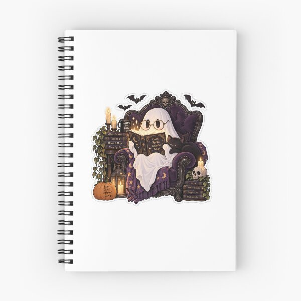 Item preview, Cute Reading Ghost Aesthetic Halloween Spooky Bookish Sticker designed and sold by SlapHappyArt.