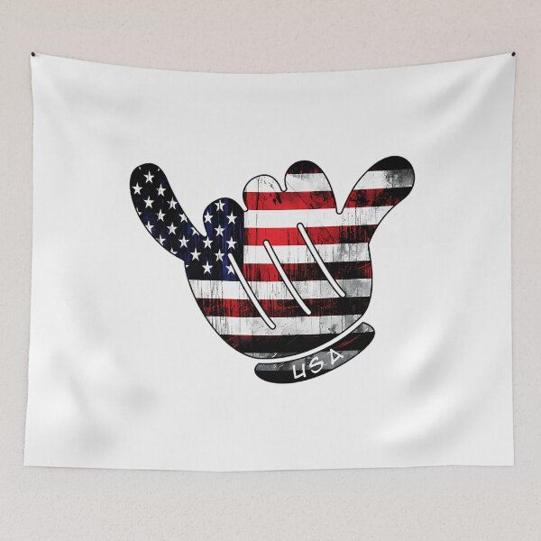 Item preview, Usa Untied States Shaka Hang Loose Flag America Hippie Surf Surfing designed and sold by IrinaRamey.