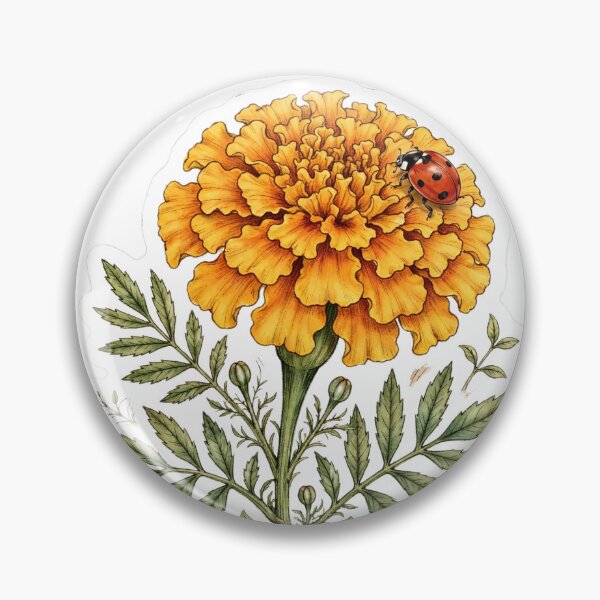 Item preview, Marigold Ladybug Cempasuchil Flower Watercolor designed and sold by RareBotanical .