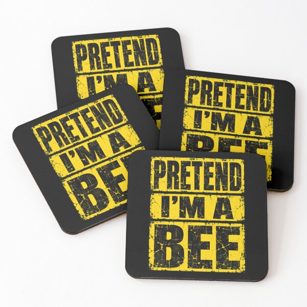 Item preview, pretend bee graphic in bold distressed yellow lettering designed and sold by ROUX-ART.