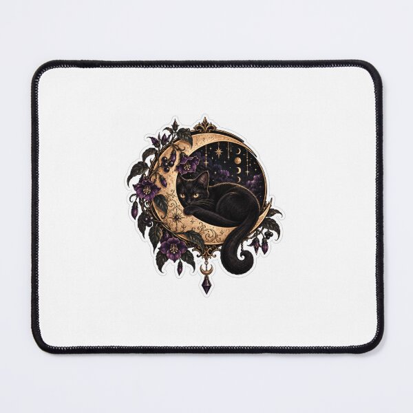 Item preview, Gothic Black Cat Crescent Moon Witchy Celestial Halloween Sticker designed and sold by SlapHappyArt.