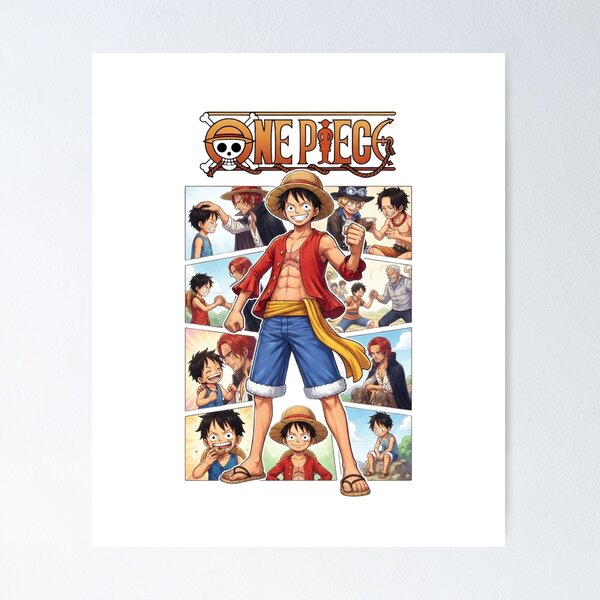 Item preview, Monkey D. Luffy Memories One Piece Pirate Collage designed and sold by FreakToons.