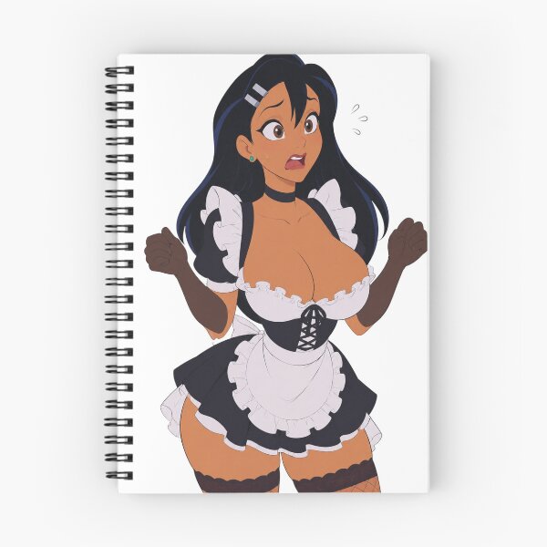 Item preview, Anime Maid Shocked Tan Girl - Retro 90s Cartoon Style designed and sold by  Hollow Moon Studios..