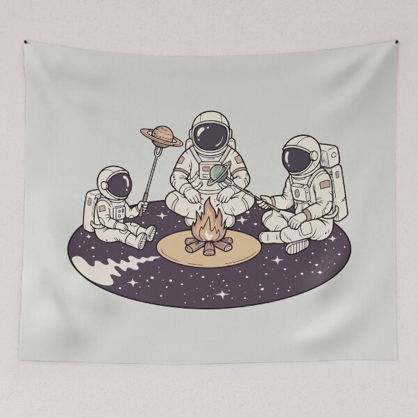 Item preview, Astronauts Roasting Planets Campfire Cosmic Space Art designed and sold by Amir Faysal.