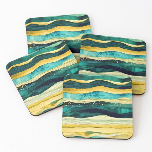 Item preview, Modern Seafoam Green, Aqua, And Yellow Line Pattern designed and sold by DEC02.