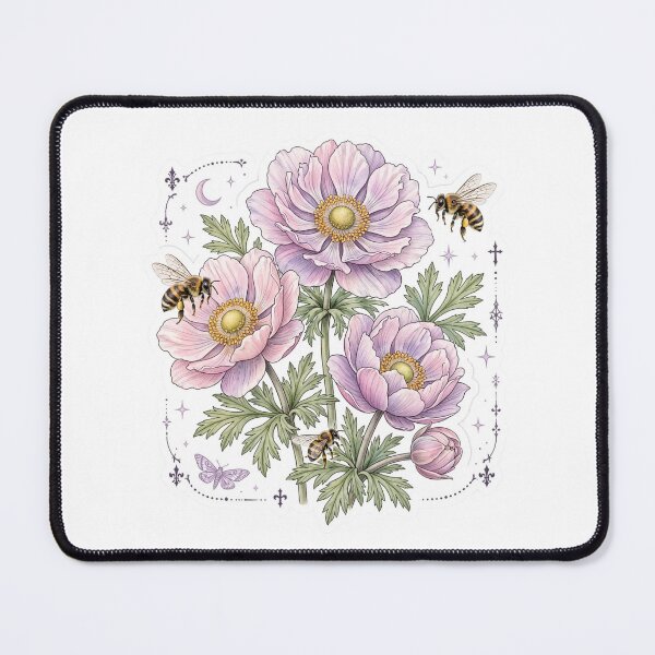 Item preview, Pastel Goth Anemone Bees Dark Floral Sticker designed and sold by RareBotanical .