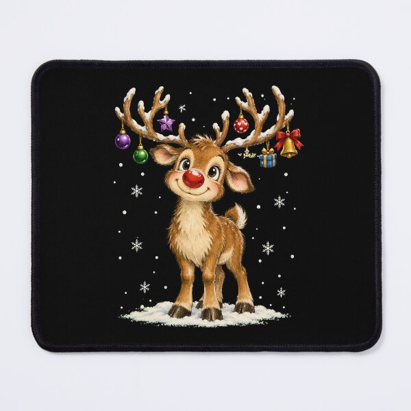 Item preview, Cute Reindeer with Decorated Antlers & Red Nose designed and sold by BumbleBloom7.