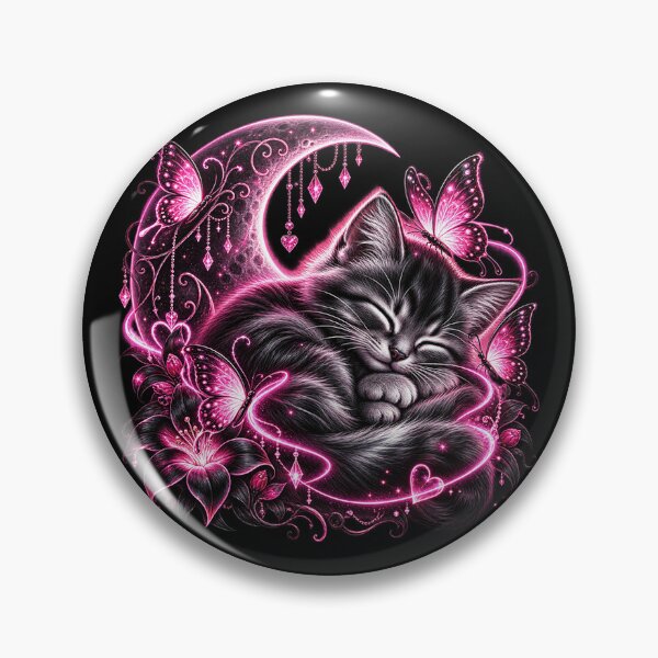 Item preview, Mystical Neon Cat – Magical Moon and Butterflies designed and sold by TroviTutto.