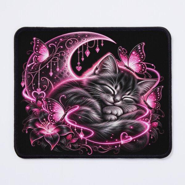 Item preview, Mystical Neon Cat – Magical Moon and Butterflies designed and sold by TroviTutto.