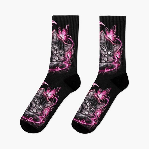 Item preview, Mystical Neon Cat – Magical Moon and Butterflies designed and sold by TroviTutto.