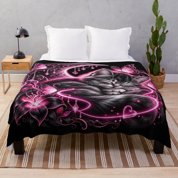 Item preview, Mystical Neon Cat – Magical Moon and Butterflies designed and sold by TroviTutto.