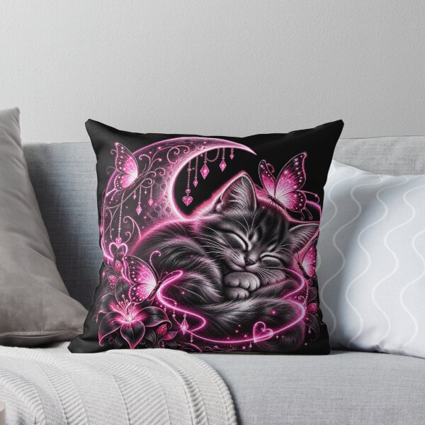 Item preview, Mystical Neon Cat – Magical Moon and Butterflies designed and sold by TroviTutto.