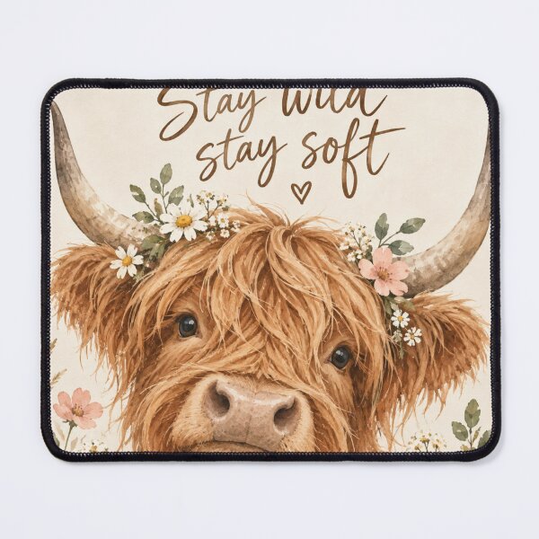 Item preview, Stay Wild Stay Soft Highland Cow designed and sold by Willow Sky.