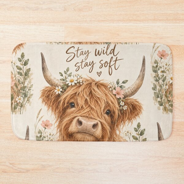 Item preview, Stay Wild Stay Soft Highland Cow designed and sold by Willow Sky.