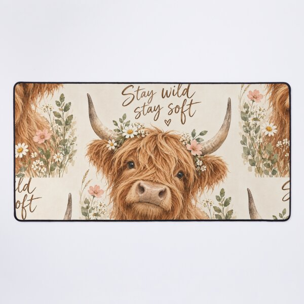 Item preview, Stay Wild Stay Soft Highland Cow designed and sold by Willow Sky.