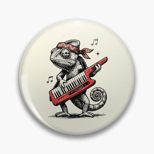 Item preview, Chameleon Playing Keytar Retro Music Bandana Art designed and sold by Amir Faysal.
