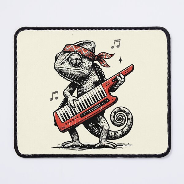 Item preview, Chameleon Playing Keytar Retro Music Bandana Art designed and sold by Amir Faysal.