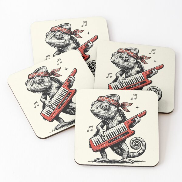 Item preview, Chameleon Playing Keytar Retro Music Bandana Art designed and sold by Amir Faysal.