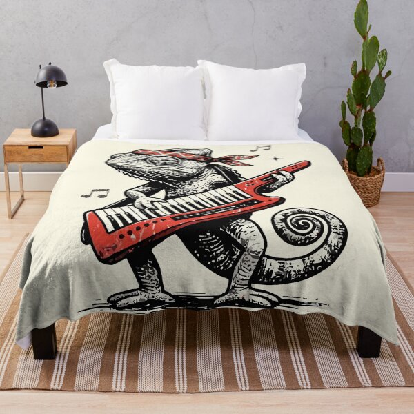 Item preview, Chameleon Playing Keytar Retro Music Bandana Art designed and sold by Amir Faysal.