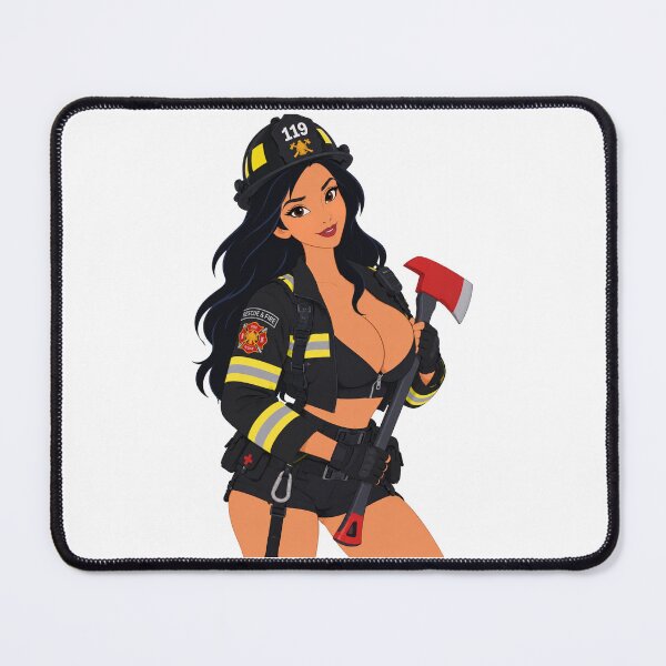Item preview, Firefighter Girl Hero Rescue Axe - Retro 90s Cartoon Style designed and sold by Hollow Moon Studios..