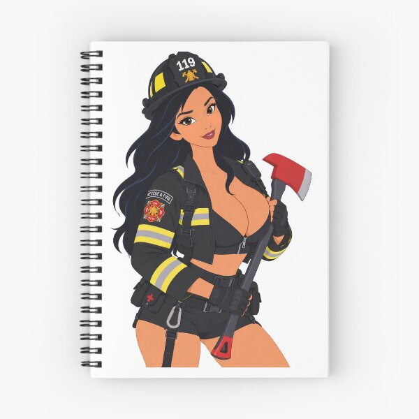 Item preview, Firefighter Girl Hero Rescue Axe - Retro 90s Cartoon Style designed and sold by  Hollow Moon Studios..