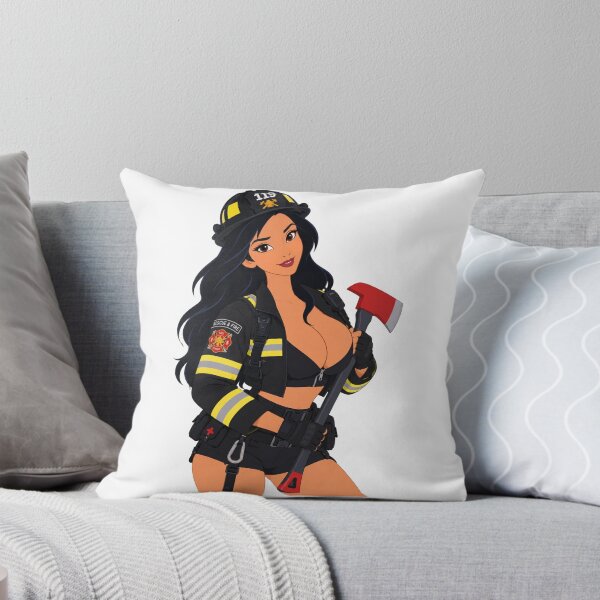 Item preview, Firefighter Girl Hero Rescue Axe - Retro 90s Cartoon Style designed and sold by  Hollow Moon Studios..