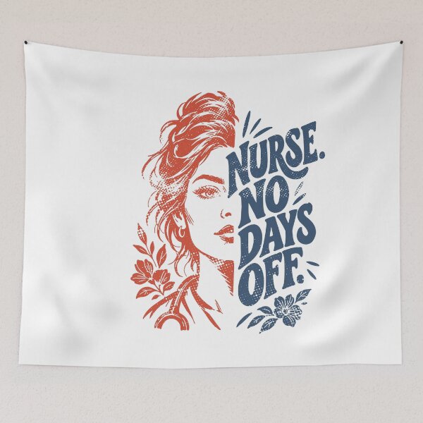 Item preview, Nurse No Days Off Bold Typography Tote Bag - Red and Blue Version designed and sold by KiwyStudio.