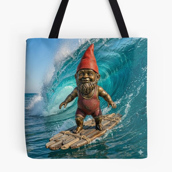 Item preview, Gnome Surfing Art Print – Surfer Gift, Poland Travel Decor designed and sold by Purrfecta.