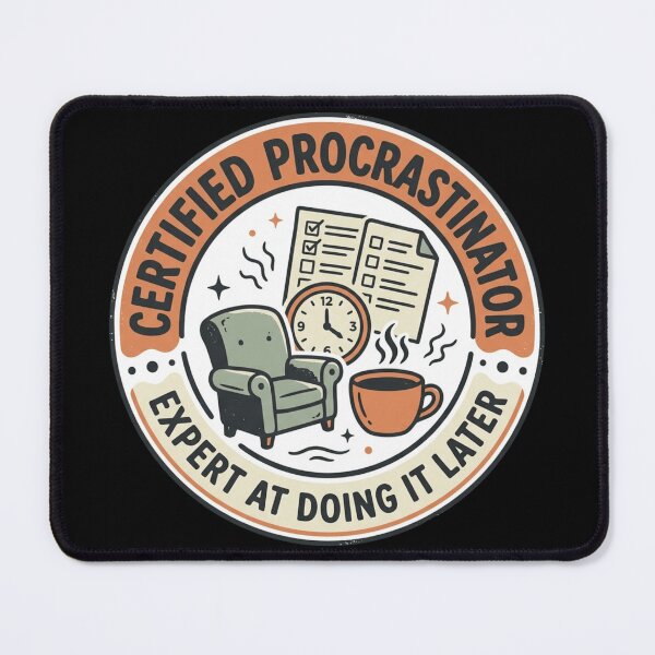 Item preview, Certified Procrastinator Expert At Doing It Later Funny Retro Badge Art designed and sold by mood-draftsman.