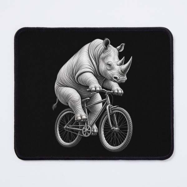 Item preview, Rhino on a Bicycle – Funny Cycling Animal T-Shirt designed and sold by Classic Chaos Creations.