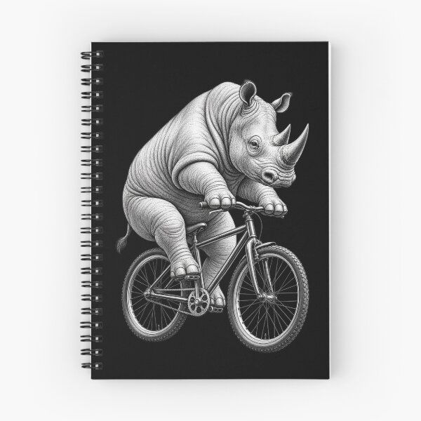 Item preview, Rhino on a Bicycle – Funny Cycling Animal T-Shirt designed and sold by Classic Chaos Creations.