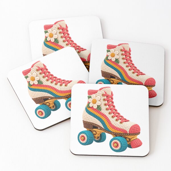 Item preview, Crochet Retro Roller Skate – Colorful Vintage Roller Skating designed and sold by Digital Culture Studio.