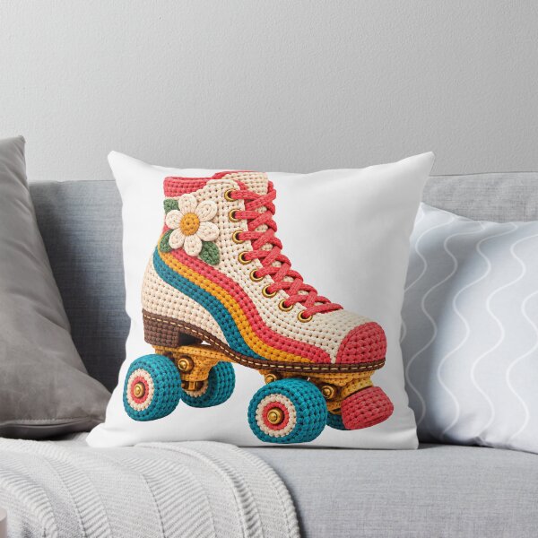 Item preview, Crochet Retro Roller Skate – Colorful Vintage Roller Skating designed and sold by Digital Culture Studio.