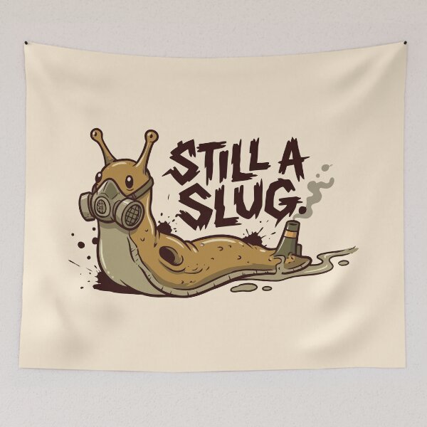 Item preview, Still A Slug Gas Mask Industrial Apocalypse Art designed and sold by Amir Faysal.