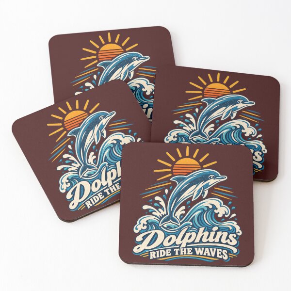 Item preview, Dolphins Ride the Waves T-Shirt | Vintage Retro Surf Design | Ocean Sunset Beach Tee designed and sold by ElegantPeople.