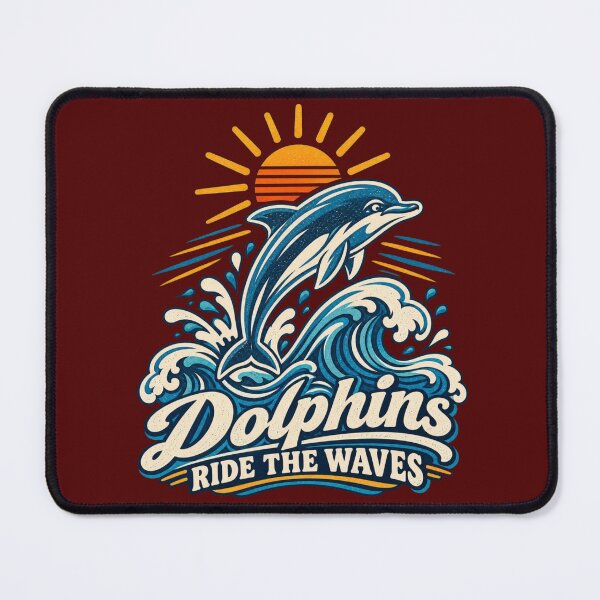 Item preview, Dolphins Ride the Waves T-Shirt | Vintage Retro Surf Design | Ocean Sunset Beach Tee designed and sold by ElegantPeople.