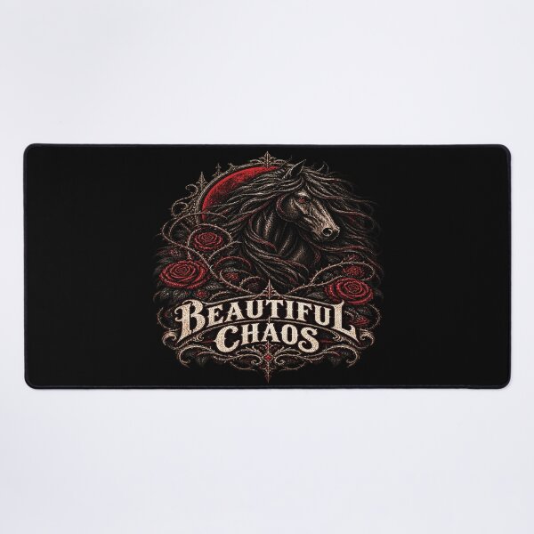 Item preview, Beautiful Chaos Gothic Horse – Dark Fantasy Black Horse & Crimson Roses designed and sold by TheInkRaven.