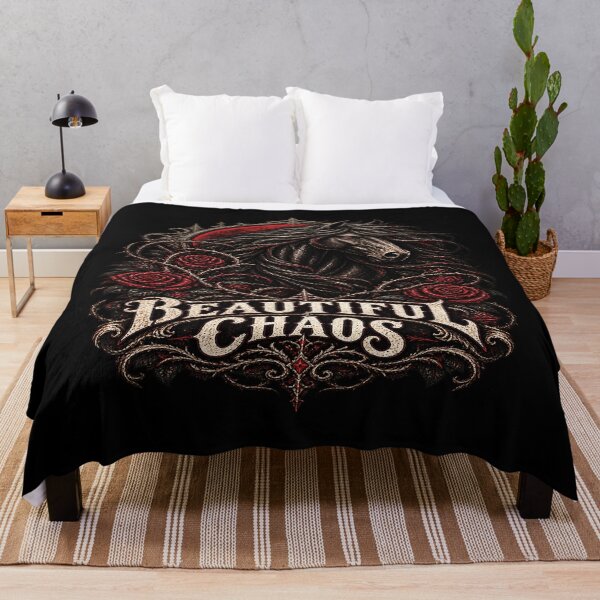 Item preview, Beautiful Chaos Gothic Horse – Dark Fantasy Black Horse & Crimson Roses designed and sold by TheInkRaven.