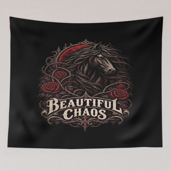 Item preview, Beautiful Chaos Gothic Horse – Dark Fantasy Black Horse & Crimson Roses designed and sold by TheInkRaven.