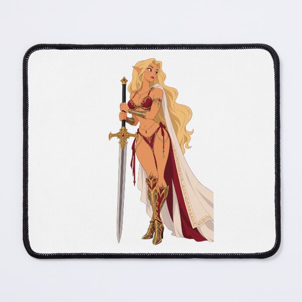 Item preview, Blonde Elf Warrior Sword Crimson Armor - Retro 90s Cartoon Style designed and sold by Hollow Moon Studios..