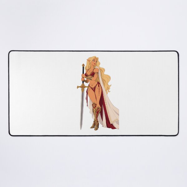 Item preview, Blonde Elf Warrior Sword Crimson Armor - Retro 90s Cartoon Style designed and sold by Hollow Moon Studios..