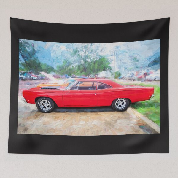 Item preview,  1968 Red Plymouth Satellite Sports Coupe Road Runner Muscle Car Art  designed and sold by RichFrancoCars.